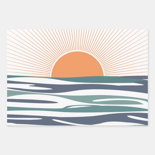 Sonnenaufgang am Meer Geschenkpapier Set (Vorderseite)