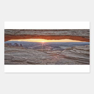 Sonnenaufgang am Mesa Arch, Canyonlands National P Rechteckiger Aufkleber
