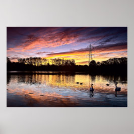 Sonnenaufgang am See, Leighton Buzzard (6353) Poster
