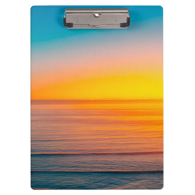 Sonnenaufgang am Strand Klemmbrett (Vorderseite)