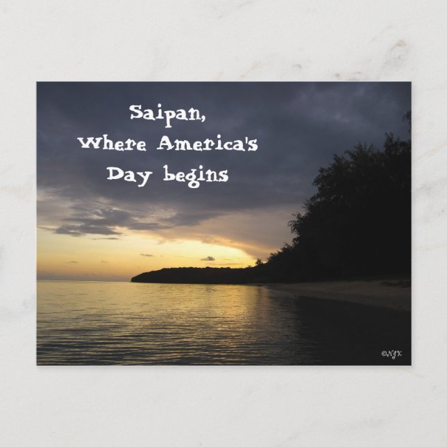 Sonnenaufgang am Strand von Pau Pau Postkarte (Vorderseite)