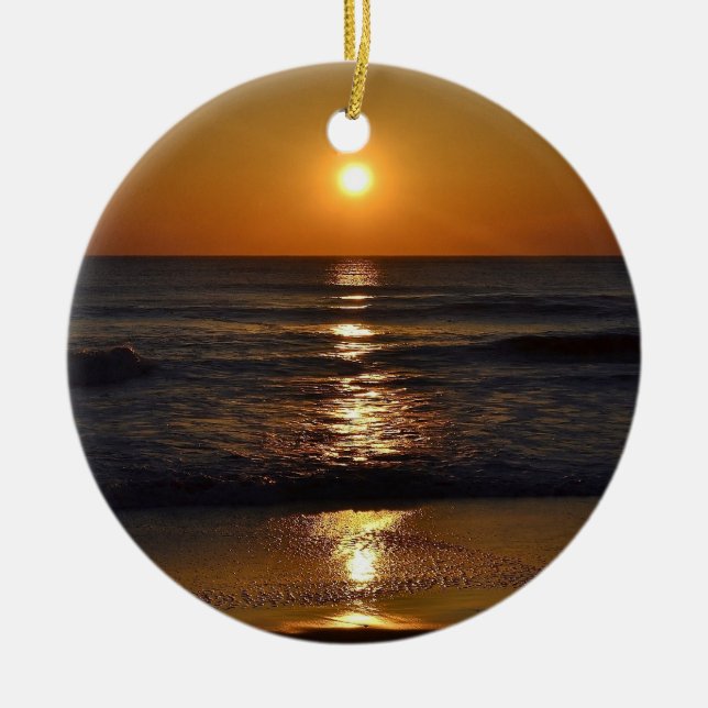 Sonnenaufgang am Strand von Shirley Taylor Keramik Ornament (Vorne)