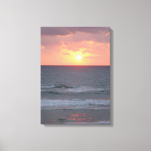 Sonnenaufgang am Strand Wrapped Canvas Leinwanddruck