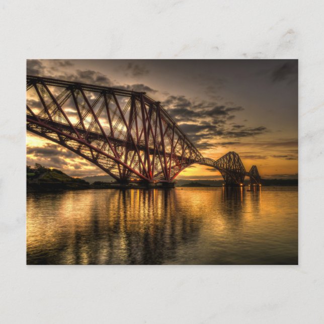 Sonnenaufgang an der Forth Rail Bridge Postkarte (Vorderseite)