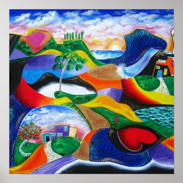 Sonnenaufgang an der Küste von Puerto Rico Poster (Vorne)