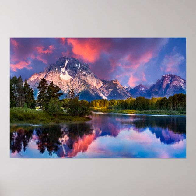 Sonnenaufgang an der Oxbow Bend Poster (Vorne)