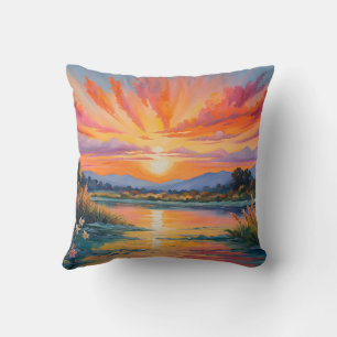 Sonnenaufgang an der Wasserfarbe des Teiches Kissen