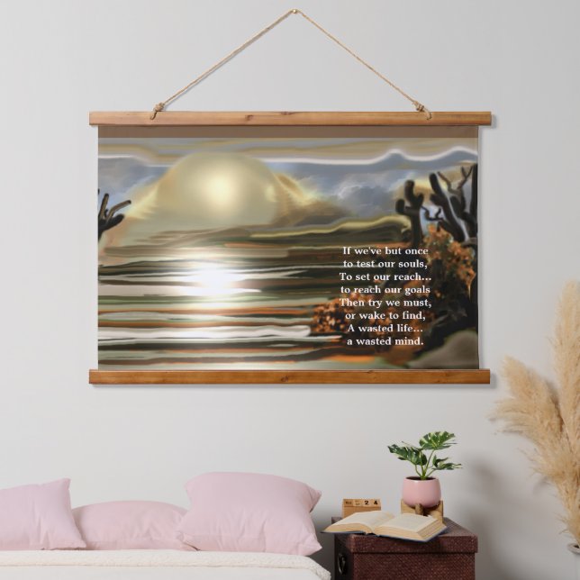 Sonnenaufgang an der Wüste Abstrakt im Südwesten Wandteppich Mit Holzrahmen (Schlafzimmer)