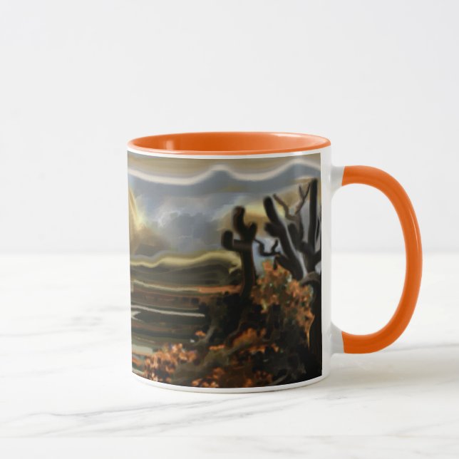 Sonnenaufgang an der Wüste Abstrakte Kunst im Südw Tasse (Rechts)