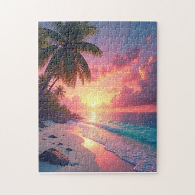 Sonnenaufgang an einem schönen tropischen Strand Puzzle (Vertikal)