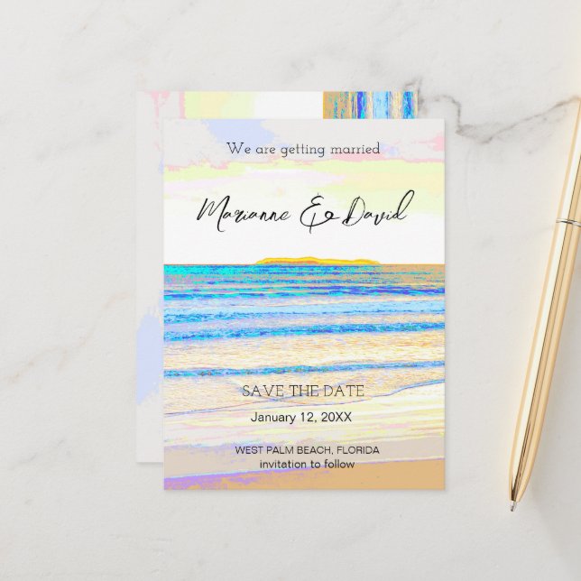 Sonnenaufgang Ankündigung Datum freihalten Postkar (Vorderseite/Rückseite Beispiel)