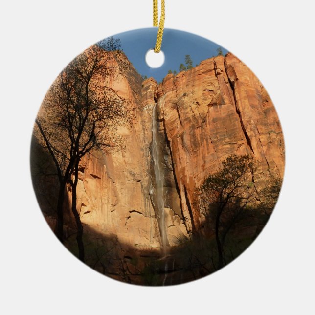 Sonnenaufgang auf dem Riverside Wanderweg at Zion Keramikornament (Vorne)