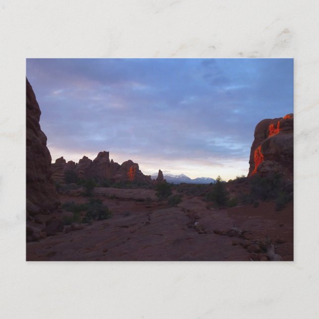 Sonnenaufgang auf dem Windows Trail in Arches Postkarte (Vorderseite)