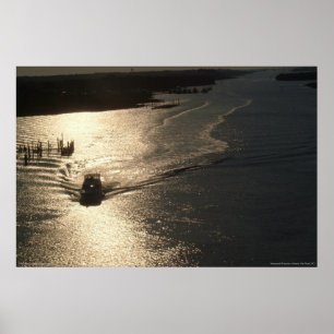 Sonnenaufgang auf der Binnenwasserstraße - Druck Poster