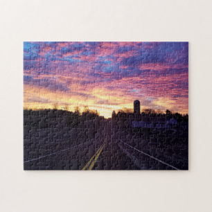 Sonnenaufgang auf der Straße Puzzle