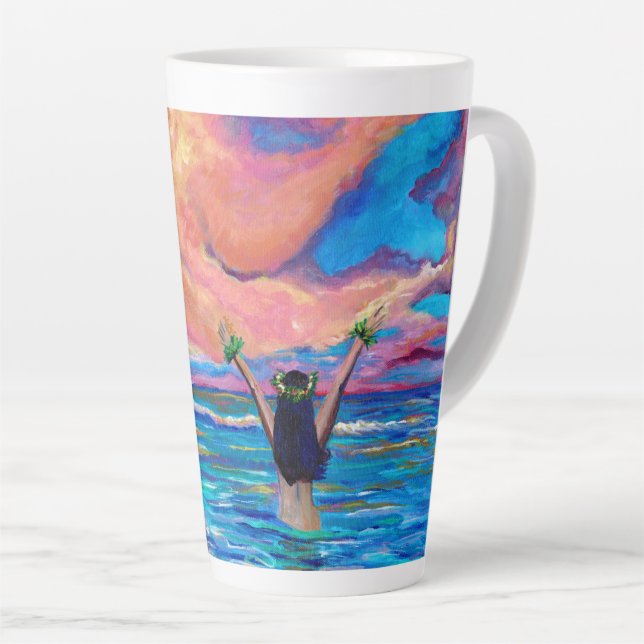 Sonnenaufgang auf Kauai mit Hula Girl-Tasse Milchtasse (Rechte Ecke)