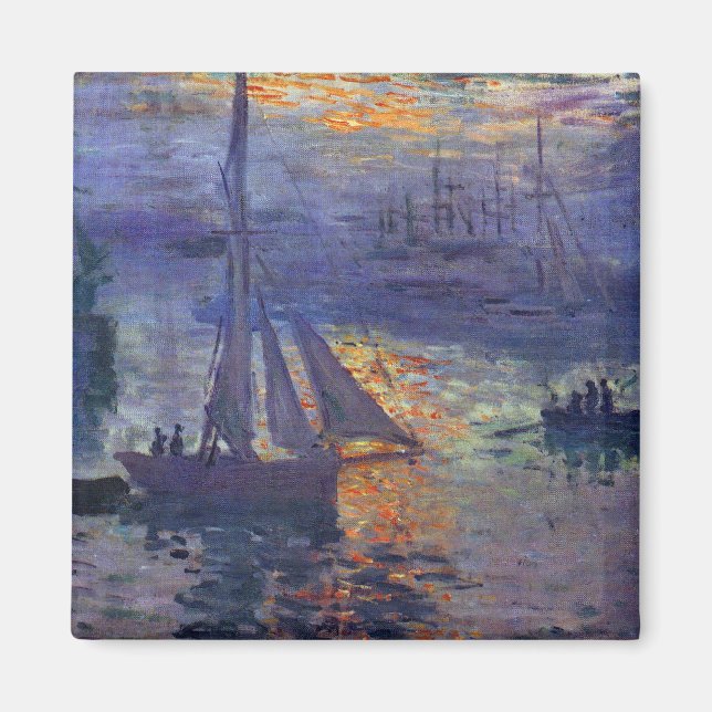 Sonnenaufgang auf Monet Segelboot Malerei Kunst Magnet (Vorne)