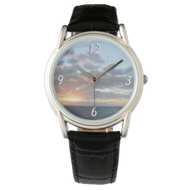Sonnenaufgang auf See I Pastel Seascape Armbanduhr (Vorderseite)