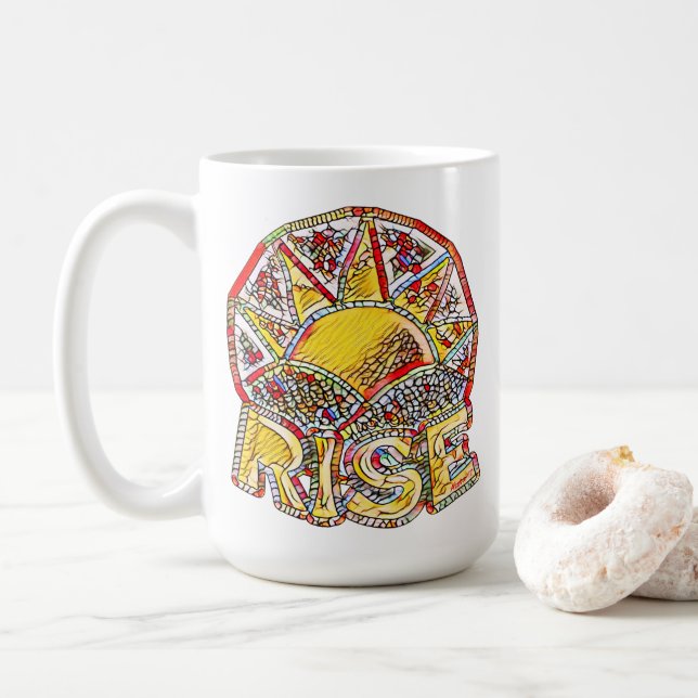 Sonnenaufgang aus festem Glas ~ Hochwertige Nachri Kaffeetasse (Mit Donut)