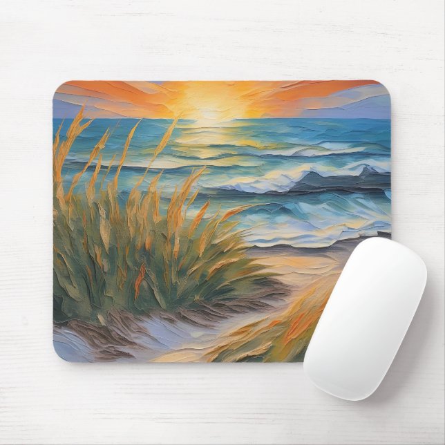 Sonnenaufgang Beachtexturierte Ölgemälde Mousepad (Mit Mouse)