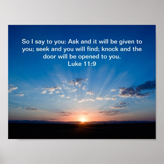 Sonnenaufgang Bibel Vers Luke 11:9 Poster (Vorne)