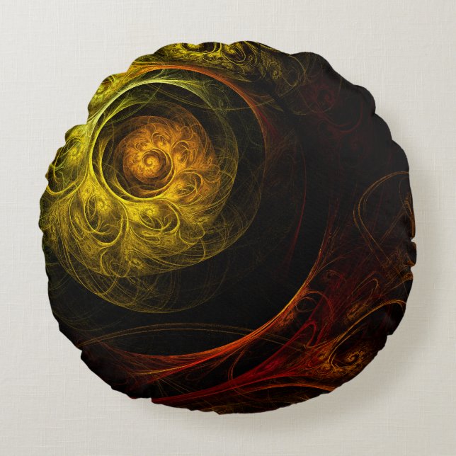 Sonnenaufgang Blumenrot Abstrakt Art Rundkissen Rundes Kissen (Vorderseite)