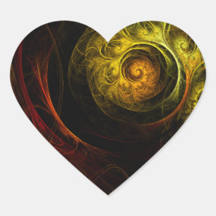 Sonnenaufgang Blumenroter Abstrakter Kunststicker Herz-Aufkleber