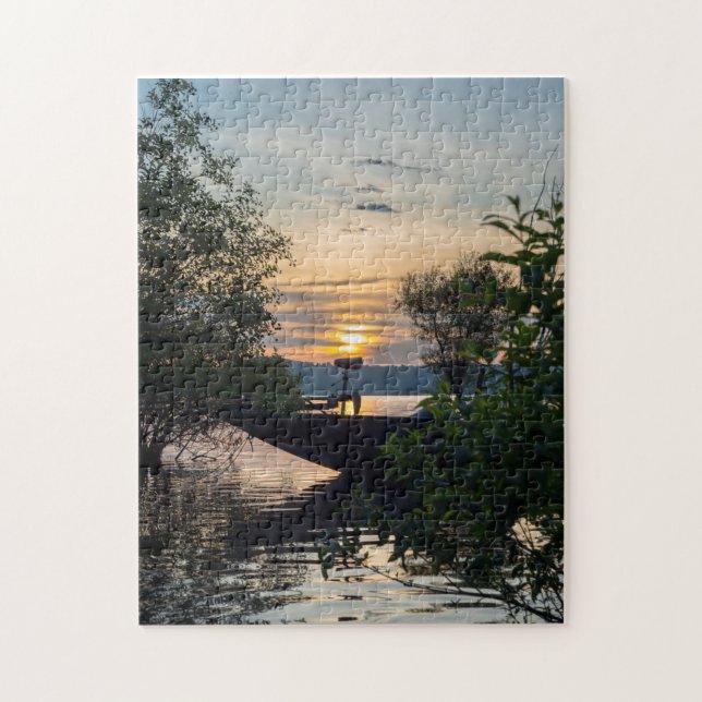 Sonnenaufgang des Fischereibootes Puzzle (Vertikal)