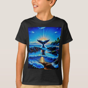 Sonnenaufgang Dreh des Whale-Schwanzes T-Shirt