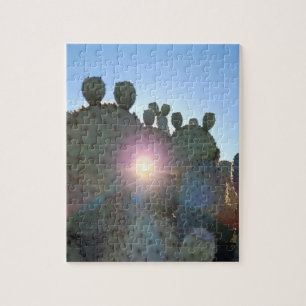 Sonnenaufgang durch ein Kaktus-Foto Puzzle