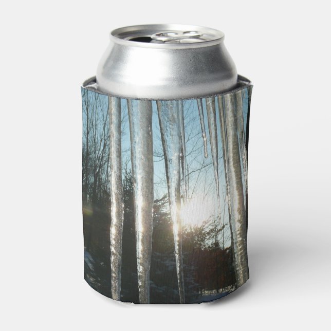 Sonnenaufgang durch Eiskeln Winternaturfotografie Dosenkühler (Kanne Vorderseite)
