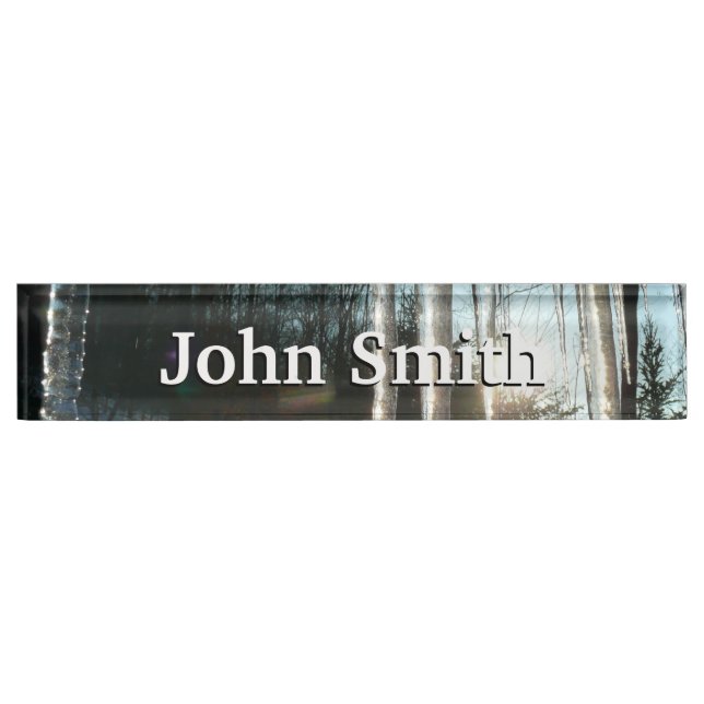 Sonnenaufgang durch Eiskeln Winternaturfotografie Namensplakette (Vorderseite)