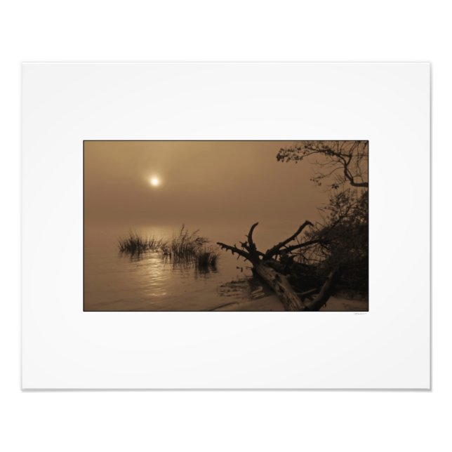 Sonnenaufgang durch Nebel auf Winyah Bay Fotodruck (Vorne)