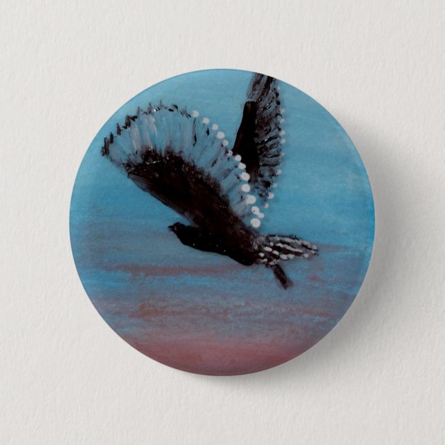 Sonnenaufgang-Eulen-Malerei-Vogel Button (Vorderseite)