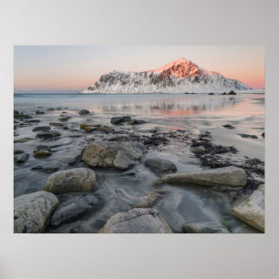 Sonnenaufgang Flakstad und Skagsanden Strand Poster