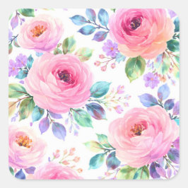 Sonnenaufgang Floral Boho benutzerdefinierter Name Quadratischer Aufkleber