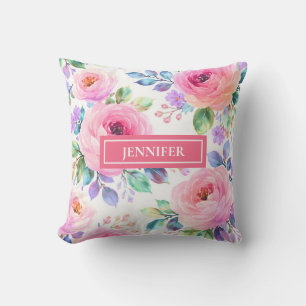 Sonnenaufgang Floral Boho Maßgeschneiderter Name D Kissen