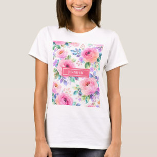 Sonnenaufgang Floral Boho Maßgeschneiderter Name D T-Shirt