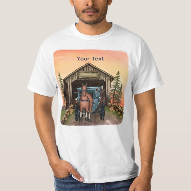 Sonnenaufgang Gedeckte Brücke T-Shirt (Vorderseite)