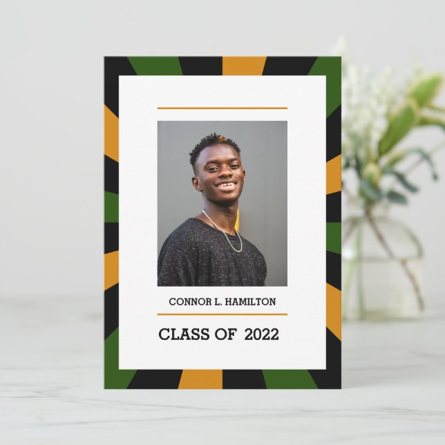 Sonnenaufgang | Green Orange Black Foto Abschluss Einladung (Stehend Vorderseite)