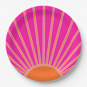 Sonnenaufgang Heiß rosa und orange Preppy Sonnens Pappteller