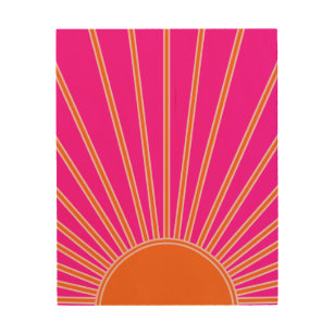 Sonnenaufgang Heiß rosa und orange Preppy Sonnensc Holzdruck