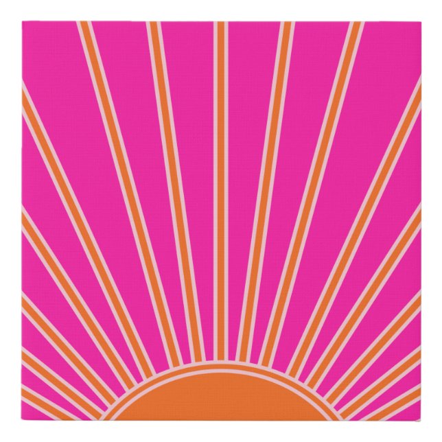 Sonnenaufgang Heiß rosa und orange Preppy Sonnensc Künstlicher Leinwanddruck (Vorderseite)