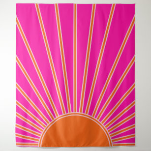 Sonnenaufgang Heiß rosa und orange Preppy Sonnensc Wandteppich