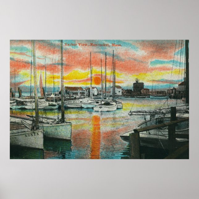 Sonnenaufgang im Hafen Poster (Vorne)