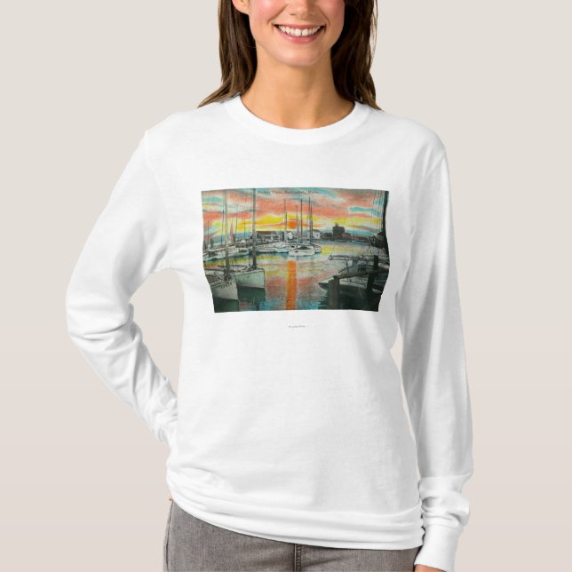 Sonnenaufgang im Hafen T-Shirt (Vorderseite)