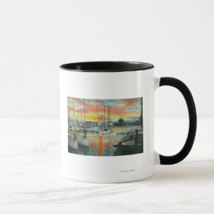 Sonnenaufgang im Hafen Tasse