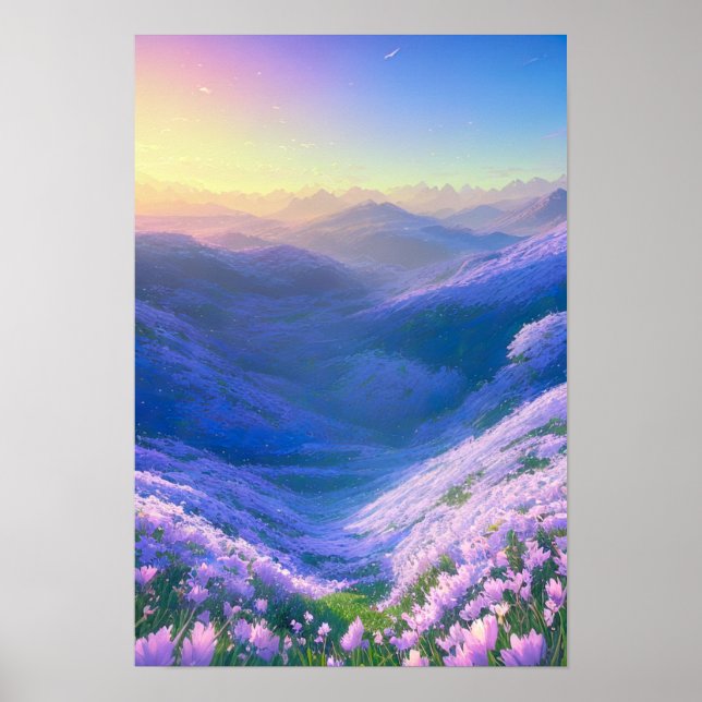 Sonnenaufgang im Lavendel-Tal Poster (Vorne)