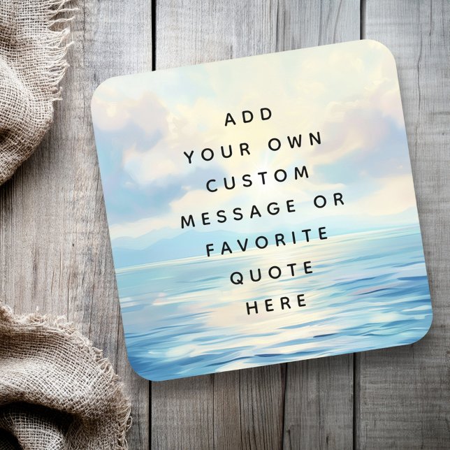 Sonnenaufgang im Meer in ruhiger See - Sonderbotsc Getränkeuntersetzer (Calm seas ocean sunrise painting custom message beverage coaster)