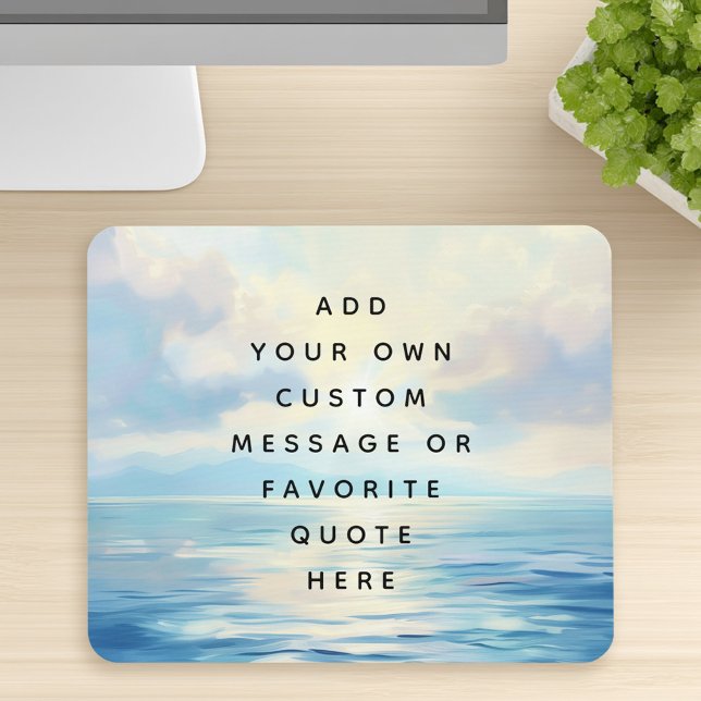 Sonnenaufgang im Meer in ruhiger See - Sonderbotsc Mousepad (Calm seas ocean sunrise painting custom message mouse pad)